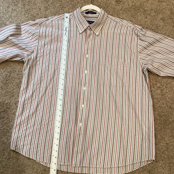 Men’s Alan Flusser red, blue thin pinstripe button  down shirt Size XL, nice - Picture 11 of 13